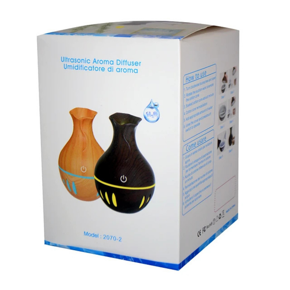 Açık Ahşap Rengi Ultrasonik Aroma Difüzörü Led Işıklı Aromatik Oda Kokusu Ve Hava Nemlendirici