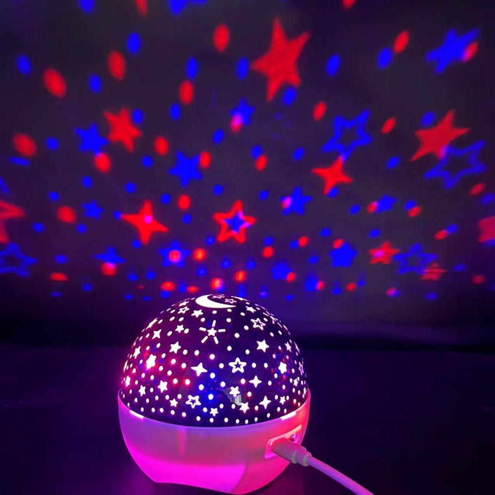 Beyaz BWR - 494 RGB Işıklı Bluetooth Hoparlör 360 Derece Yıldız Projeksiyon Gece Lambası USB Kablolu Disco Işık Efektli Müzik Çalar Müzikli Star