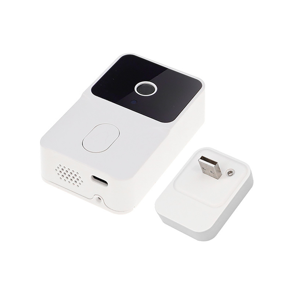 Beyaz Kameralı Akıllı Kapı Zili Kamera Sistemli Mini Doorbell Görüntülü Kapı Zili Hareket Sensörlü Gece Görüşlü Ev Ofis Güvenlik Şarjlı Kapı Zili