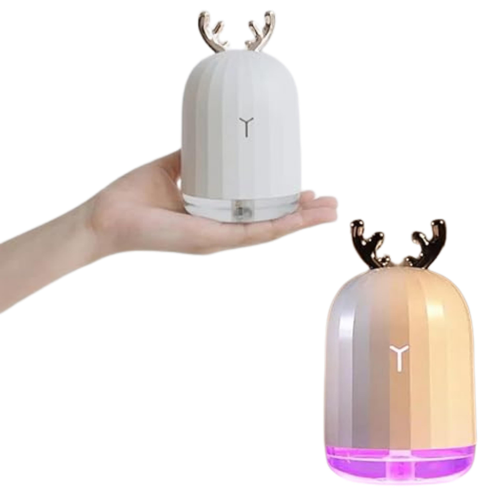 Beyaz TSV Geyik Tasarımlı Lovely Humidifier Aroma Buhar Makinesi 7 Led Işıklı Hava Nemlendirici 