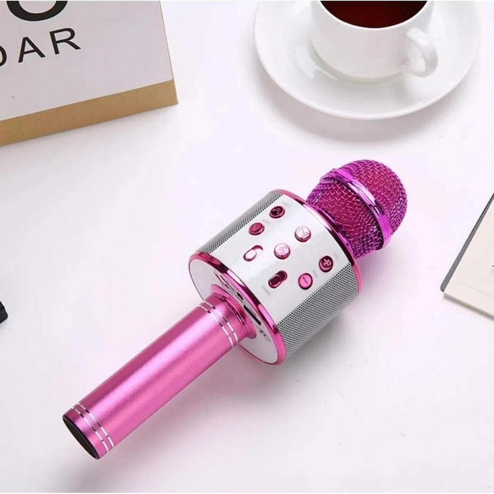 Pembe Bluetooth Bağlantılı Karaoke Mi̇krofon 