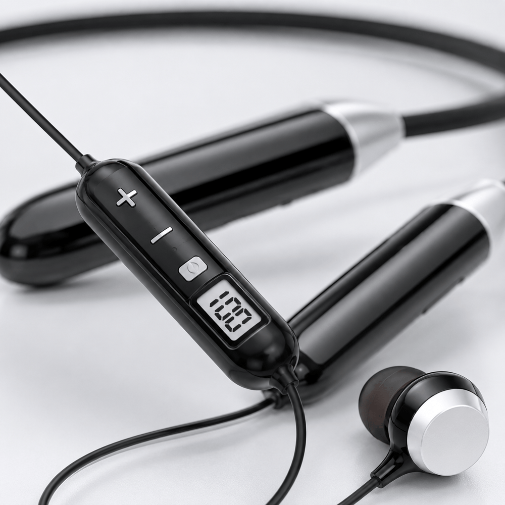 Comfort-04 Boyun Tipi Bluetooth Kulaklık 400 Saat Uzun Kullanım Dijital Göstergeli HD Ses Çift Cihaz Bağlantılı Kablosuz Kulaklık