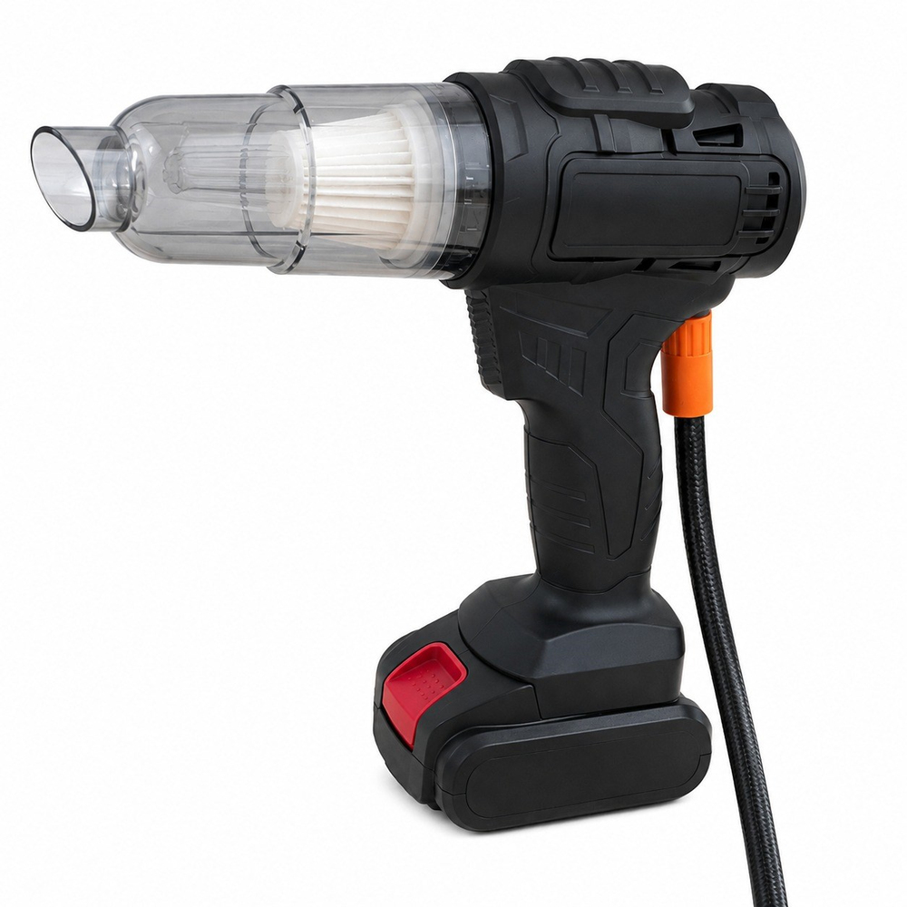 Cs67 Plus Max 2si 1 Arada Kablosuz El Süpürgesi ve Hava Pompası Dijital Ekranlı Şarjlı Araç Lastik Şişirme Type-C LED Aydınlatmalı