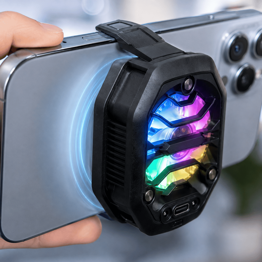 CX14 Manyetik Telefon Soğutucu 10W Yarı İletken Hızlı Soğutma RGB Fan Type-C Mobil Oyun Telefon Soğutucu