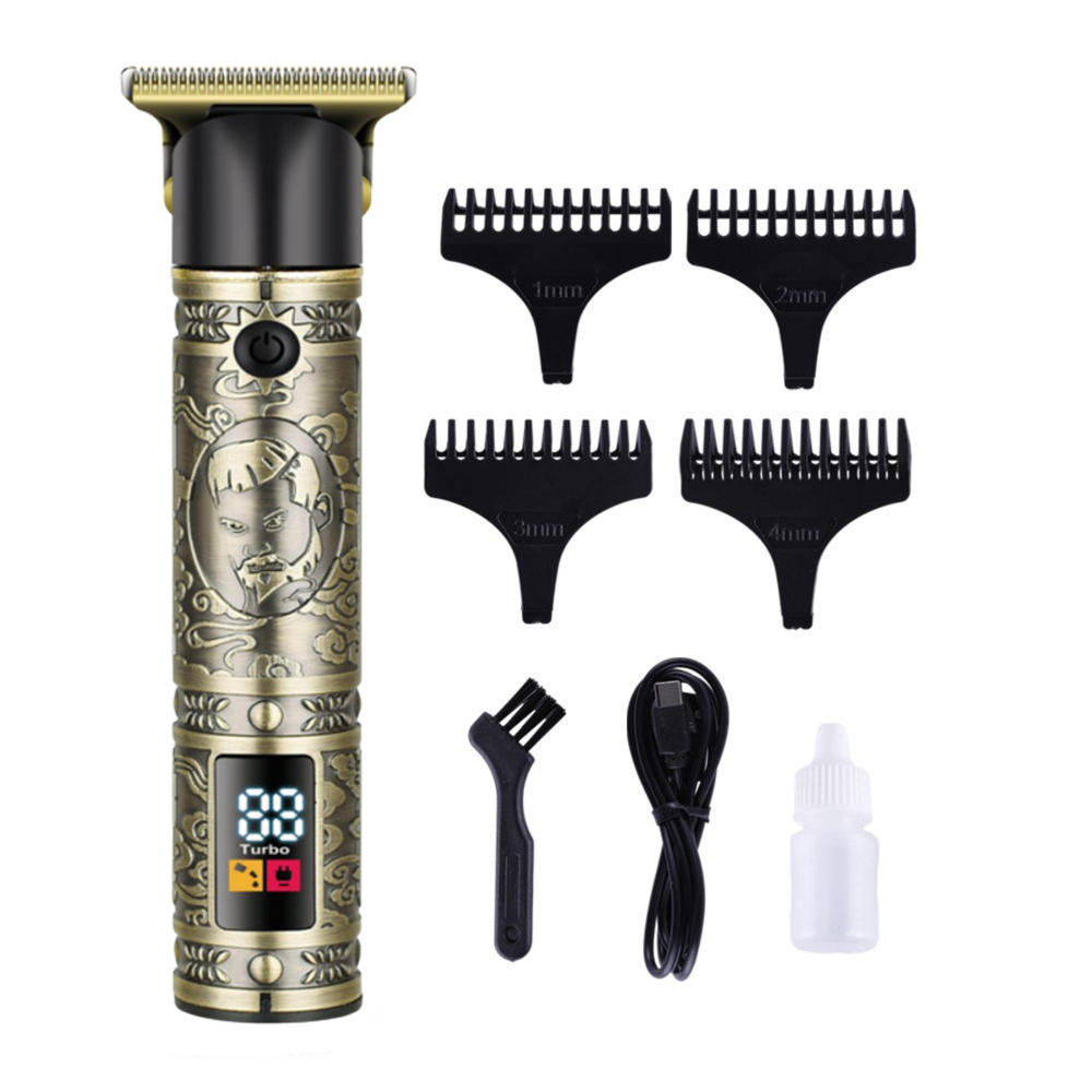Daling DL 111A Profesyonel Şarjlı Çizik Tıraş Makinesi T Blade 01 mm Sıfıra Yakın Kesim Dijital Ekran Turbo Mod Sakal Ense Saç Sakal Kesme Makinesi