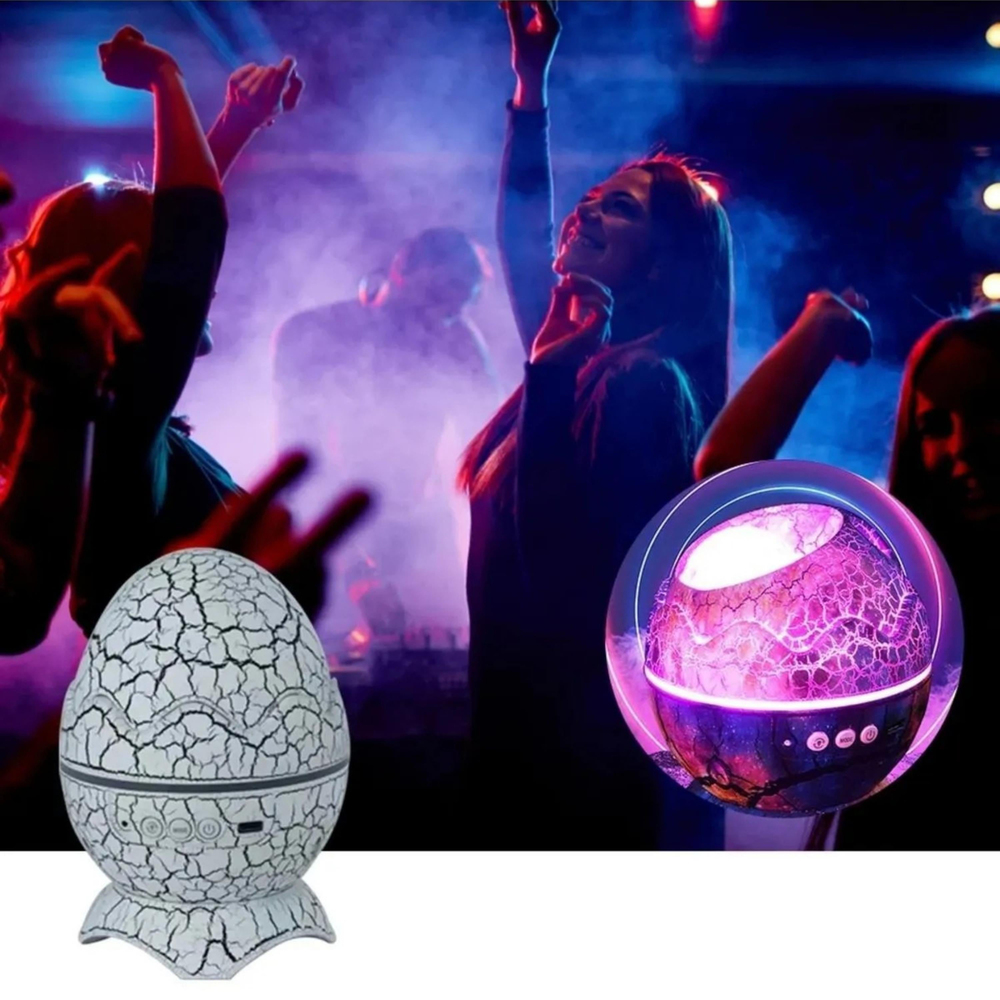 Dinozor Yumurtası Görünümlü Yıldızlı Galaksi Gökyüzü Gece Lambası Ve Kumandalı Bluetooth Hoparlör