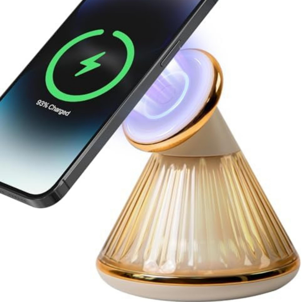 Gold 15W Manyetik Kablosuz Hızlı Şarj Standı Ve Gece Lambası 
