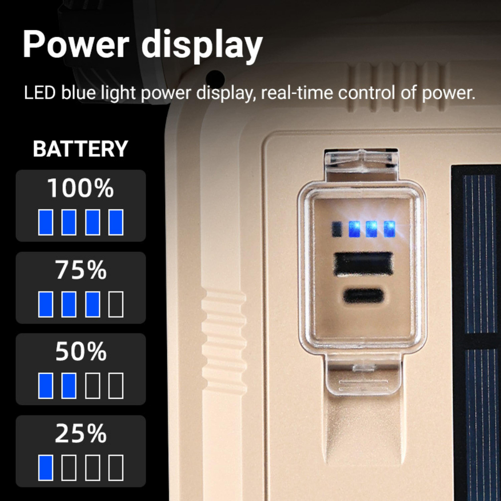 HS-235 Şömine Efektli LED Işıldak, Çok Fonksiyonlu Taşınabilir El Feneri, USB ve Güneş Enerjili Şarjlı Kamp Lambası, Güçlü Aydınlatma, 3 Işık Modlu Acil Durum Feneri