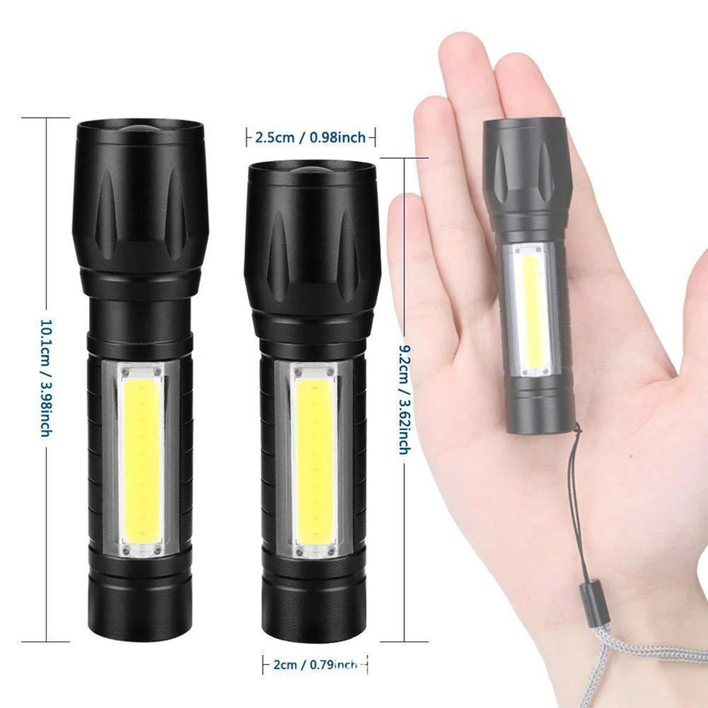 HS-41 Taşınabilir Mini El Feneri Parlak Led Işıklı 3 Modlu Cob Yan Projektör Usb Şarjlı Zoom Özellikli Kamp Lambası 