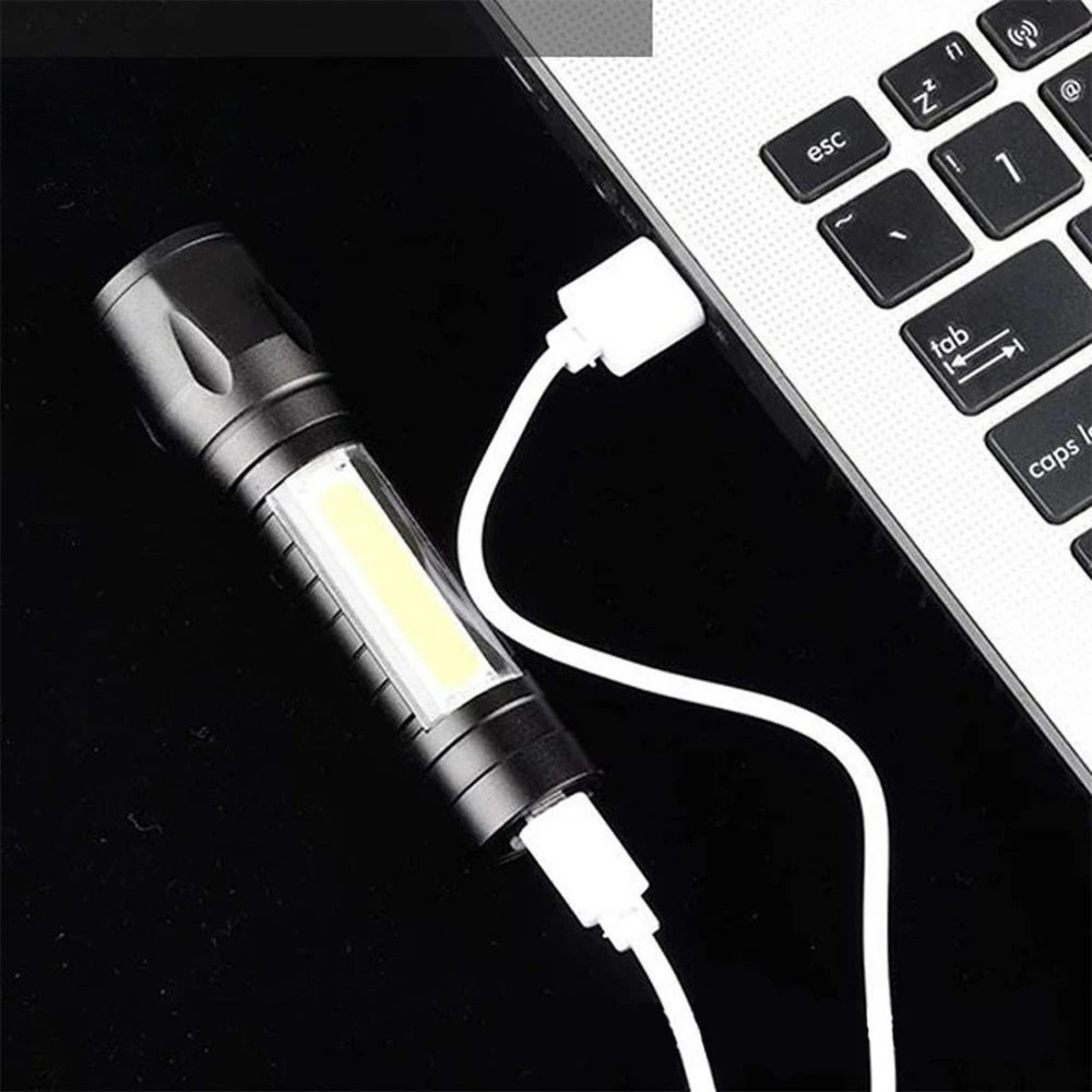 HS-41 Taşınabilir Mini El Feneri Parlak Led Işıklı 3 Modlu Cob Yan Projektör Usb Şarjlı Zoom Özellikli Kamp Lambası 