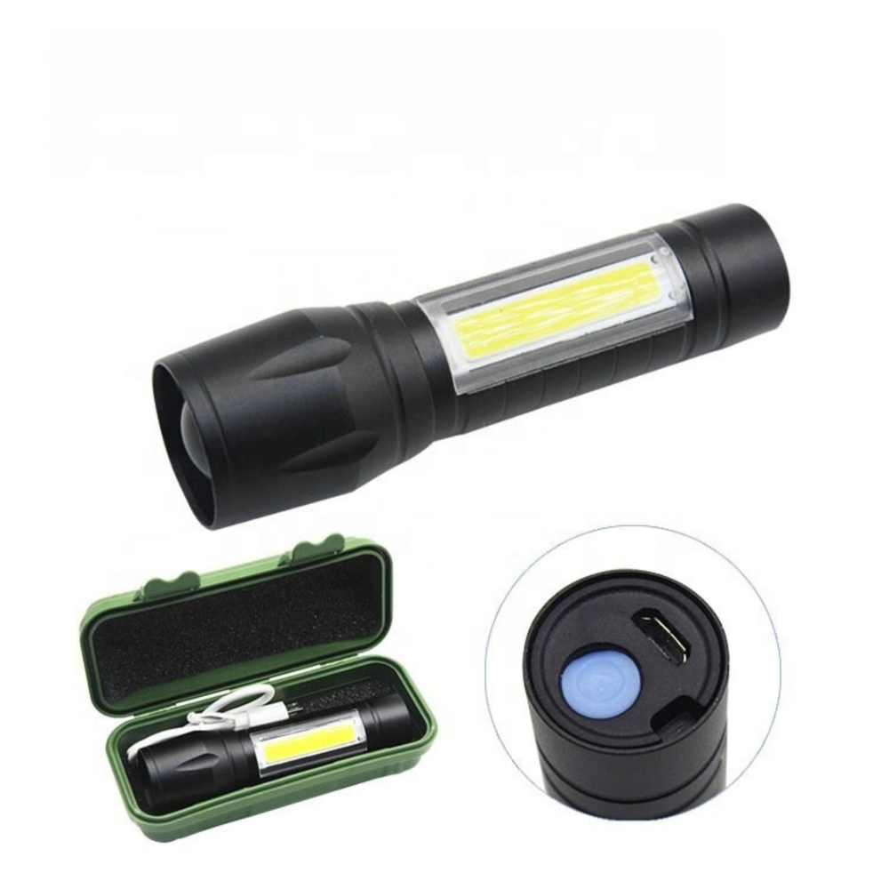 HS-41 Taşınabilir Mini El Feneri Parlak Led Işıklı 3 Modlu Cob Yan Projektör Usb Şarjlı Zoom Özellikli Kamp Lambası 
