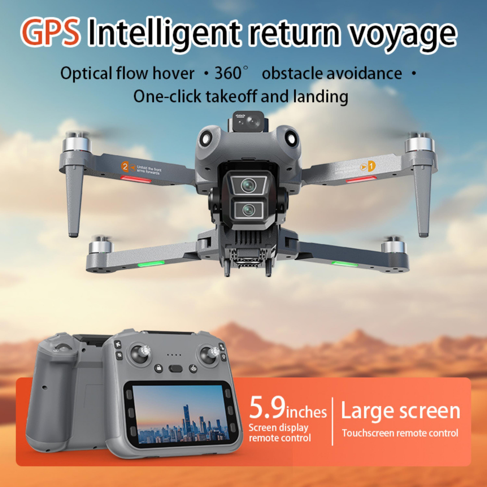 K19 Max HS322 GPS Geri Dönüşlü Çift Kameralı Engel Algılamalı Katlanabilir Hd Kameralı Drone Ekran Kumandalı