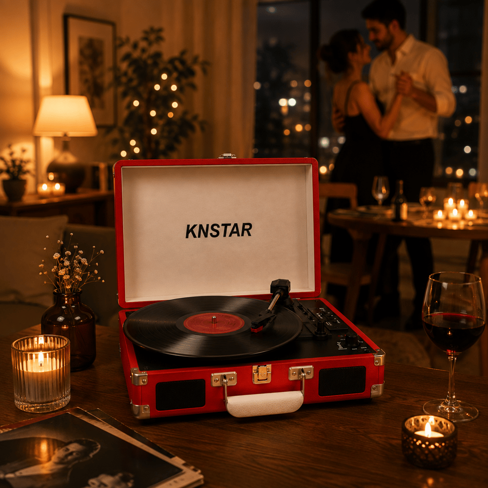 Kırmızı Retro Valiz Tipi Pikap 33 45 78 Devir Bluetooth USB SD Kart Destekli Dahili Hoparlörlü Taşınabilir Plak Çalar