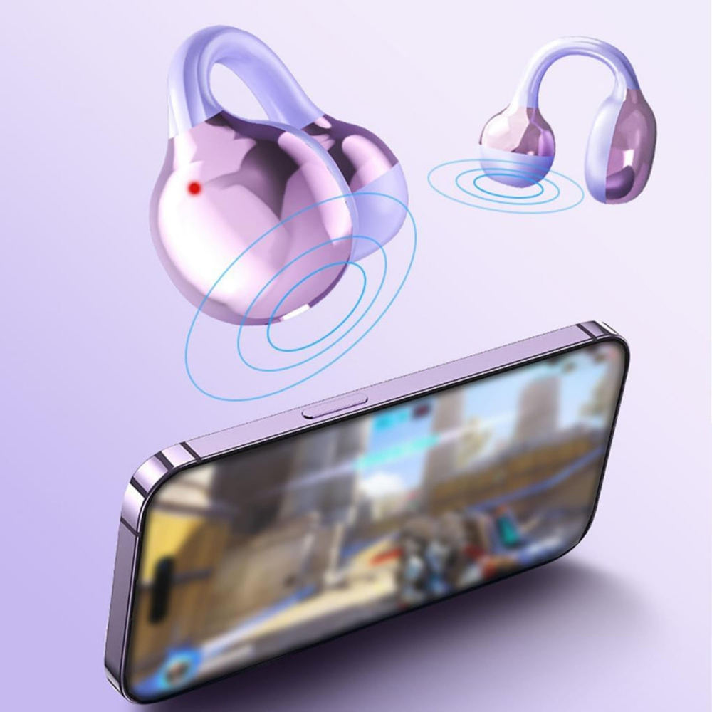 Mor Airclip Kablosuz Bluetooth Kulaklık Kulak Klipsli Dijital Ekranlı YXG10