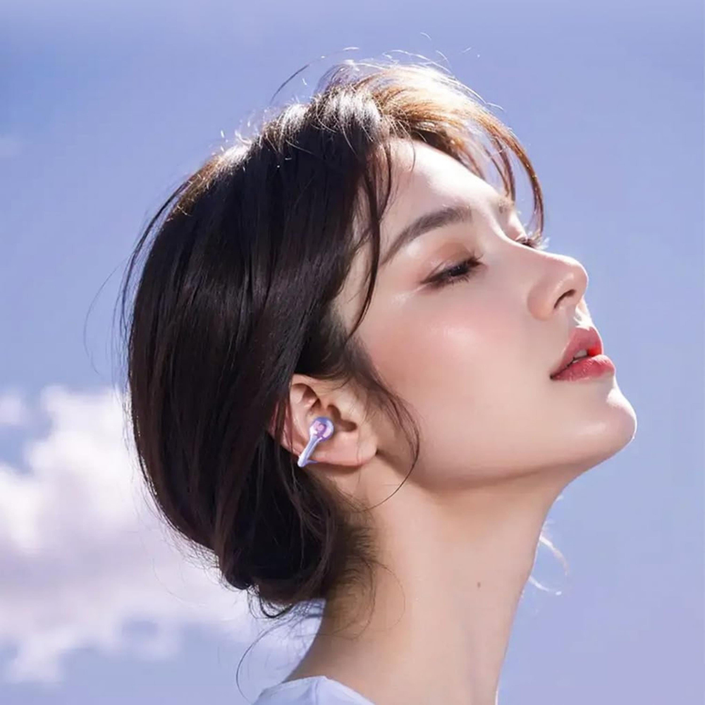 Mor Airclip Kablosuz Bluetooth Kulaklık Kulak Klipsli Dijital Ekranlı YXG10