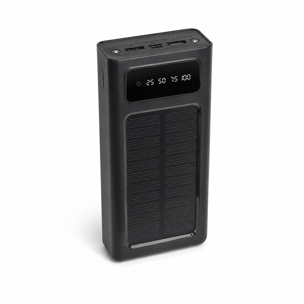 MU-01 30000 mAh Güneş Panelli Powerbank 4 Dahili Kablolu Dijital Göstergeli Çoklu Çıkışlı Taşınabilir Solar Şarj Cihazı