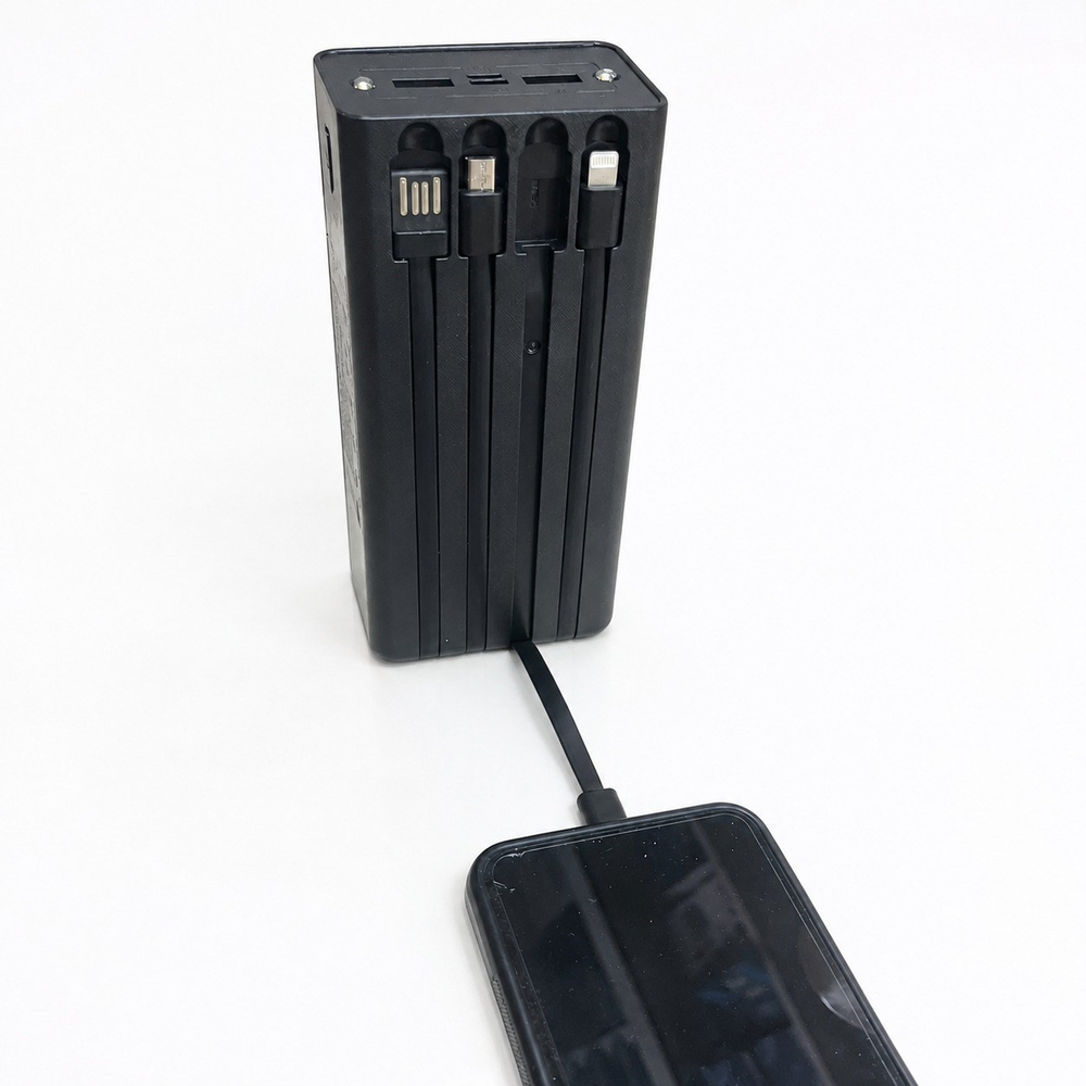 MU-01 30000 mAh Güneş Panelli Powerbank 4 Dahili Kablolu Dijital Göstergeli Çoklu Çıkışlı Taşınabilir Solar Şarj Cihazı