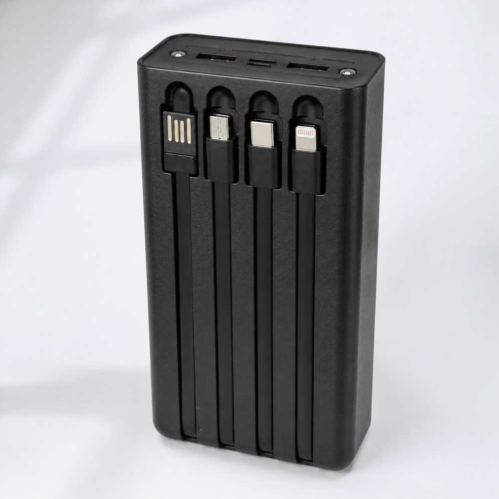 MU-01 30000 mAh Güneş Panelli Powerbank 4 Dahili Kablolu Dijital Göstergeli Çoklu Çıkışlı Taşınabilir Solar Şarj Cihazı