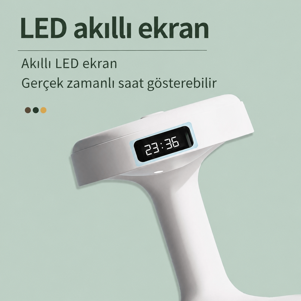 PDPG-599 Yağmur Damlası Efektli Aroma Difüzörü ve Hava Nemlendirici Dijital Saat Göstergeli Dekoratif Ortam Aydınlatmalı Buhar Makinesi