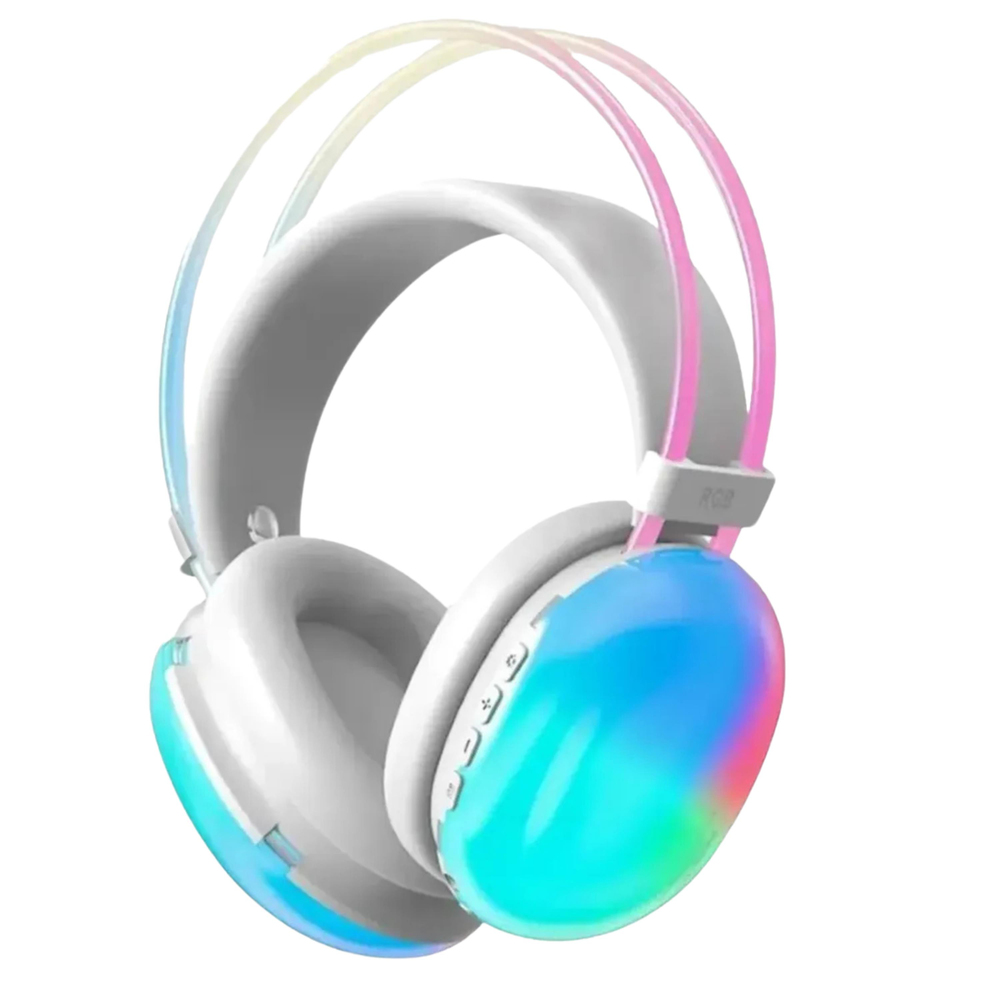 Gri PG580 Oyuncu Kulaklığı RGB Işıklı Kablosuz Kulak Üstü Bluetooth Kulaklık