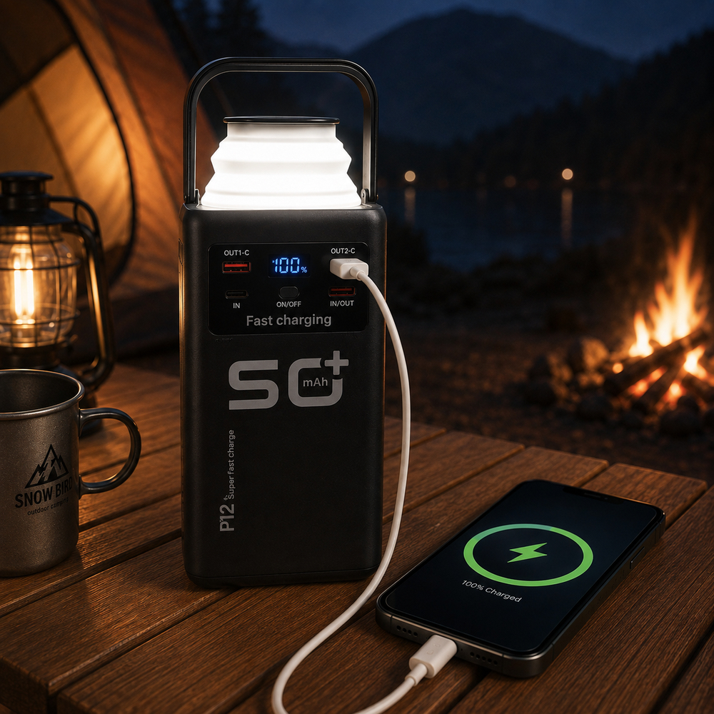 PW450 50000 mAh Yüksek Kapasiteli Powerbank 22.5W Hızlı Şarj Dijital Ekranlı LED Fenerli Dahili 4 Kablolu Çoklu Çıkışlı Taşınabilir Güç Kaynağı