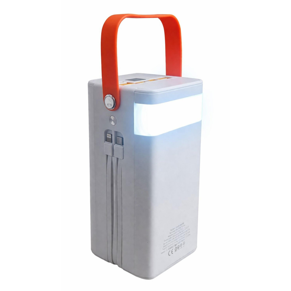 PW780 80000 Mah Solar Powerbank Led Fenerli Taşınabilir Şarj Cihazı Type-C Lightning Kablolu Hızlı Şarj Güneş Enerjili 2 Çıkışlı Çoklu Girişli Işıklı Powerbank