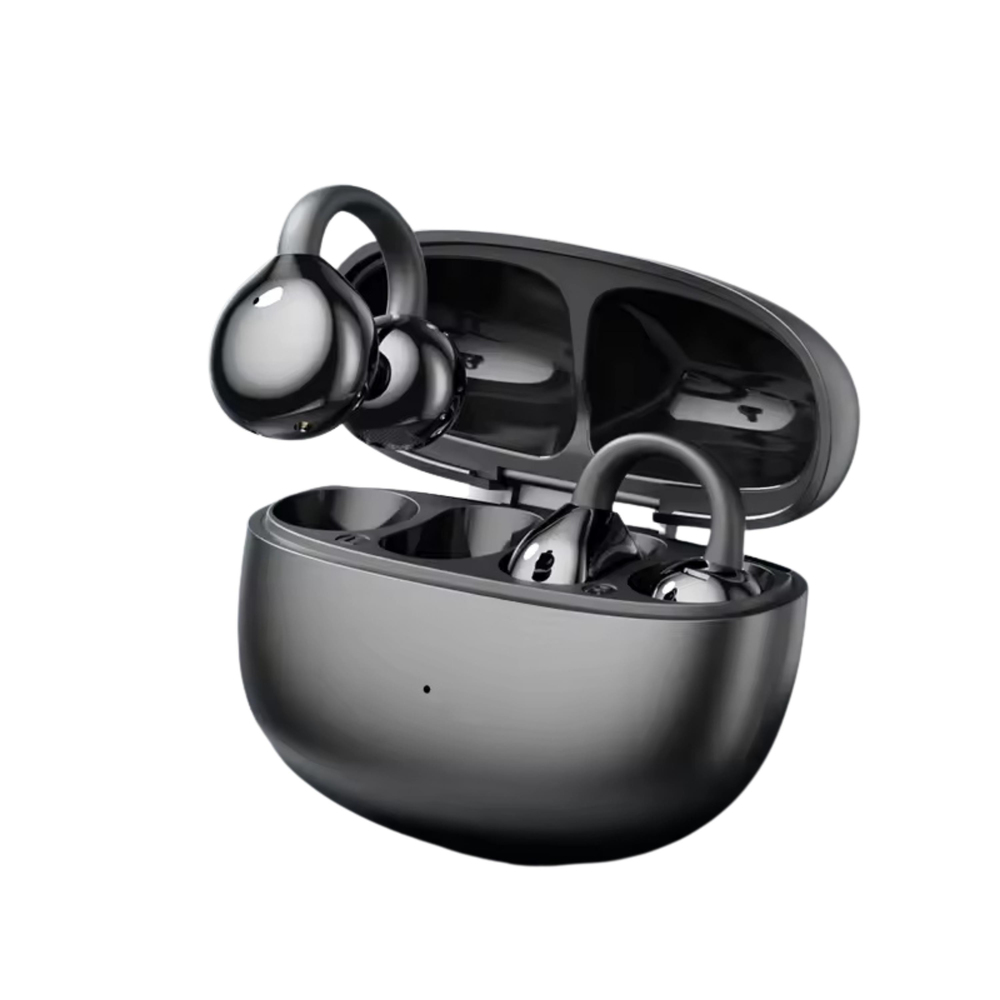 Siyah ACB76 Klipsli Kulaklık ENC + Siri OWS Açık Kulak Bluetooth Kulaklık Bluetooth 6.0 Type-C Şarjlı Kablosuz Kulaklık Gürültü Azaltma Özellikli