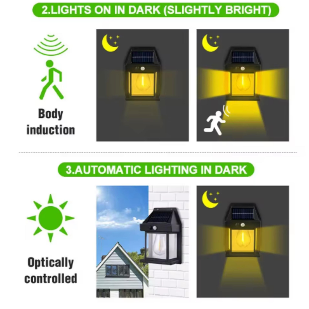 Solar Enerji ile Çalışan Hareket Sensörlü Dış Mekan Duvar Lambası 888  Güneş Paneli Şarjlı Su Geçirmez Işık Bahçe Aydınlatması Otomatik Sensörlü Solar Wall Lamp