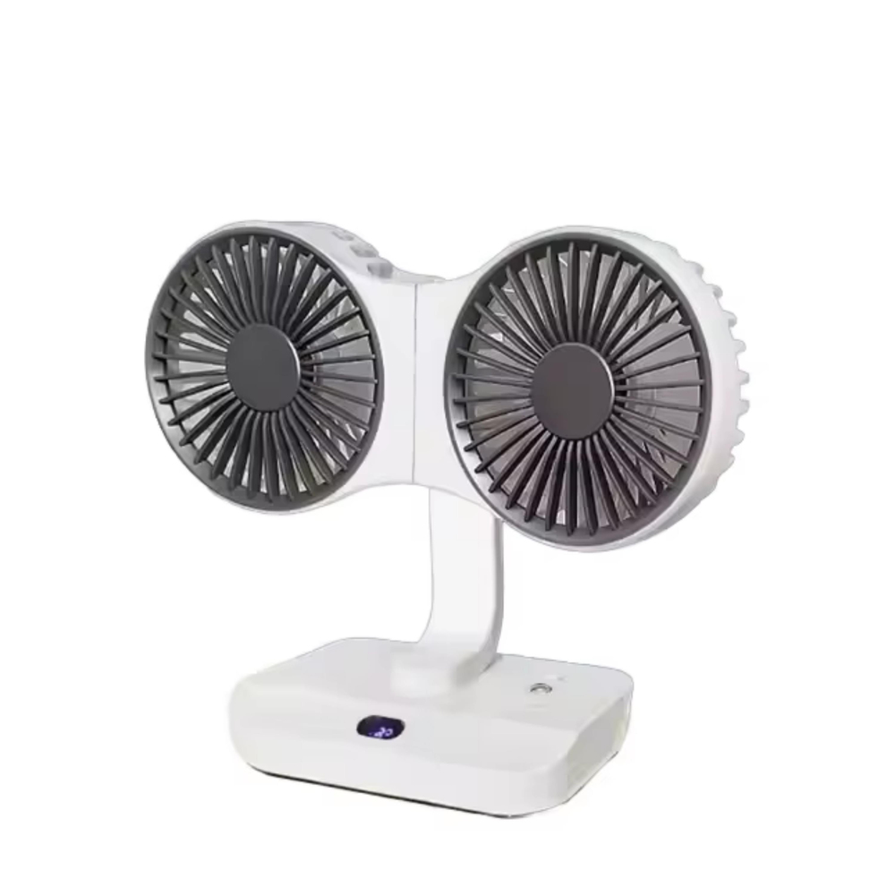 SP01 2 Fanlı Masa Fanı Masa ve Monteli Fan Çift Başlıklı Sessiz Çalışan Ayarlanabilir Oynar Başlıklı Mini Vantilatör