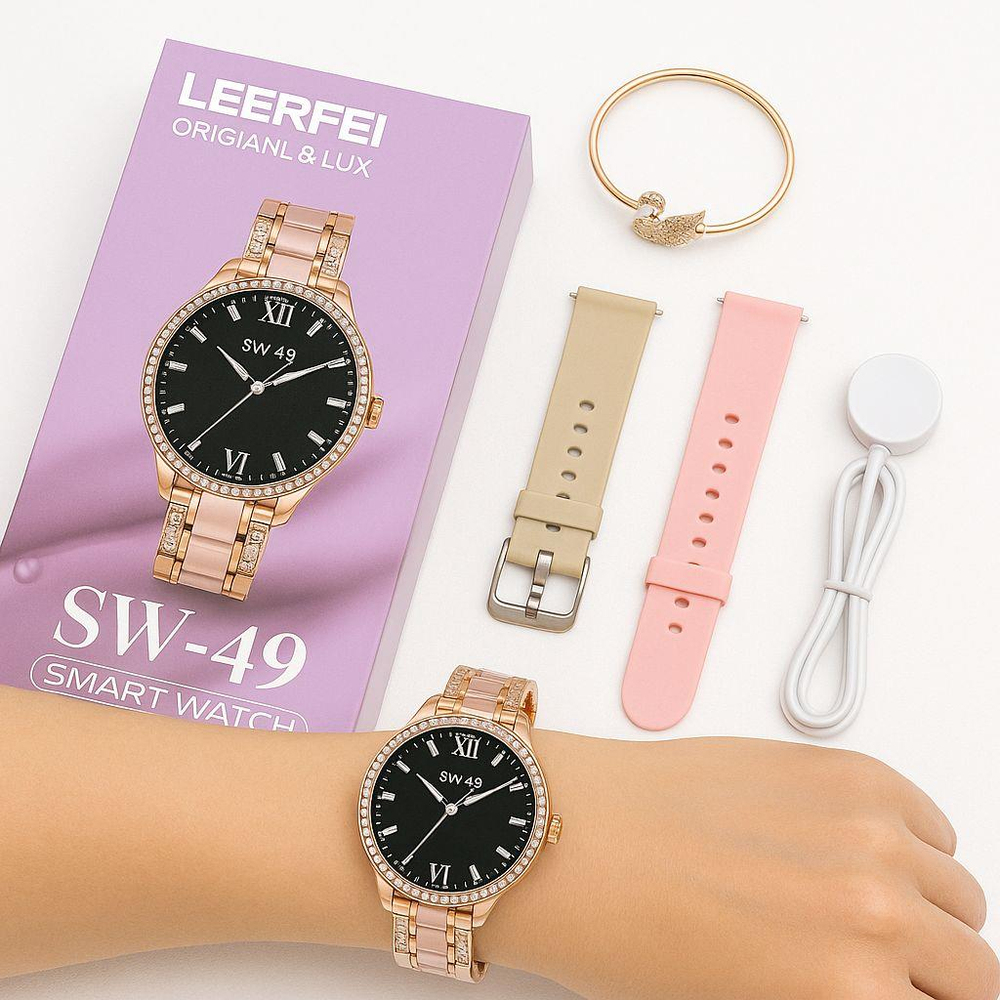 SW-49 Smart Watch 3 Kordonlu Bileklik Hediyeli Kadın Akıllı Saat