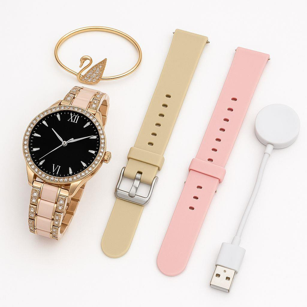 SW-49 Smart Watch 3 Kordonlu Bileklik Hediyeli Kadın Akıllı Saat