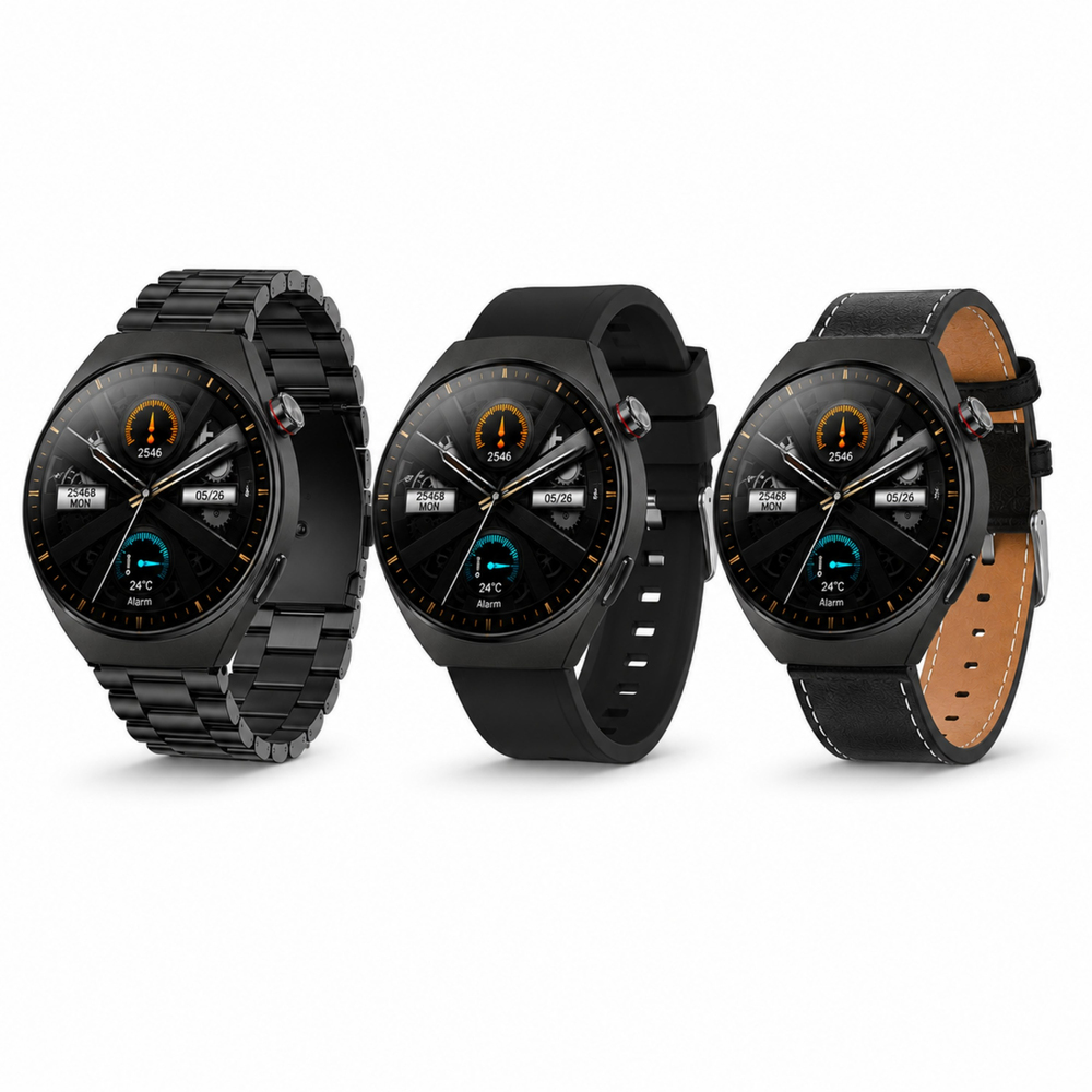 SW32 49mm 3 Kordonlu Yuvarlak Akıllı Saat Bluetooth Arama Nabız Tansiyon SpO₂ Ölçüm Çoklu Spor Modu Android iOS Uyumlu