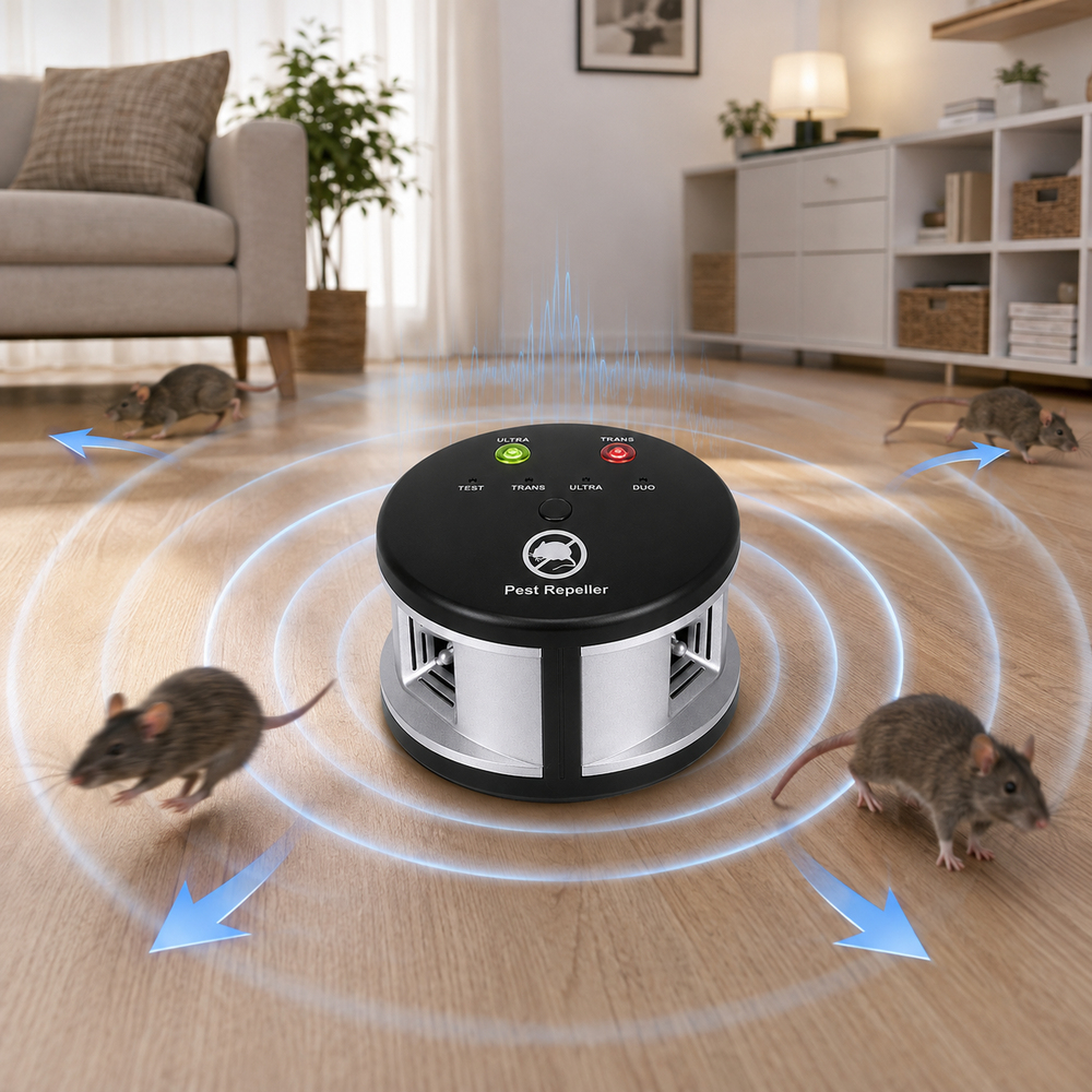 Ultrasonik Fare ve Kemirgen Uzaklaştırıcı 360 Derece Çok Yönlü Ses ve Basınç Dalgalı Elektrikli Haşere Kovucu