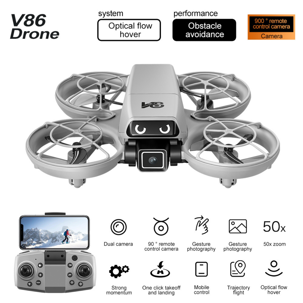 V8 Mini Drone Kameralı Uzaktan Kumandalı Drone Fotoğraf ve Video Çekimi Headless Mod El Hareketi Kontrolü Mobil Uygulama Destekli LED Işıklı Drone