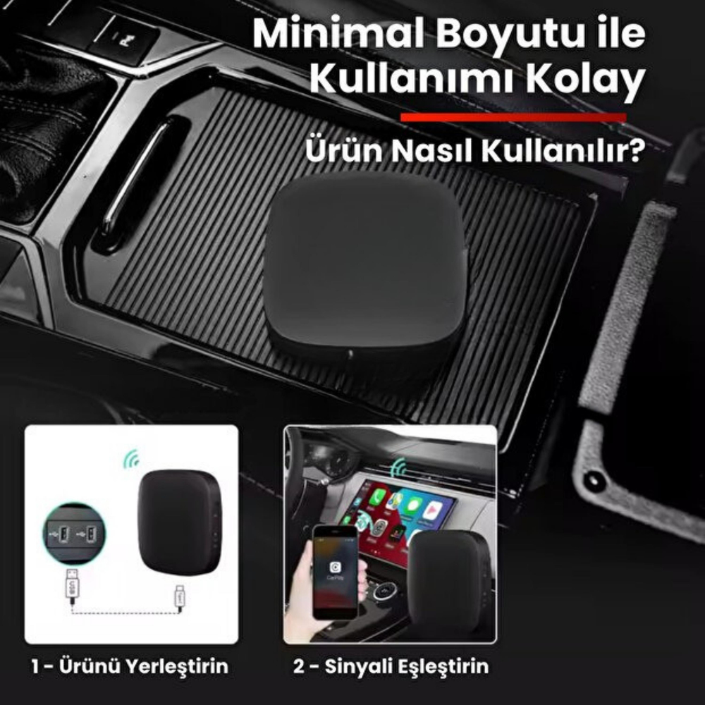 Wireless Carplay Android Auto 4 Çekirdekli Full Hd 1080P Video Oynatmalı Araç İçi Kablosuz Android Box
