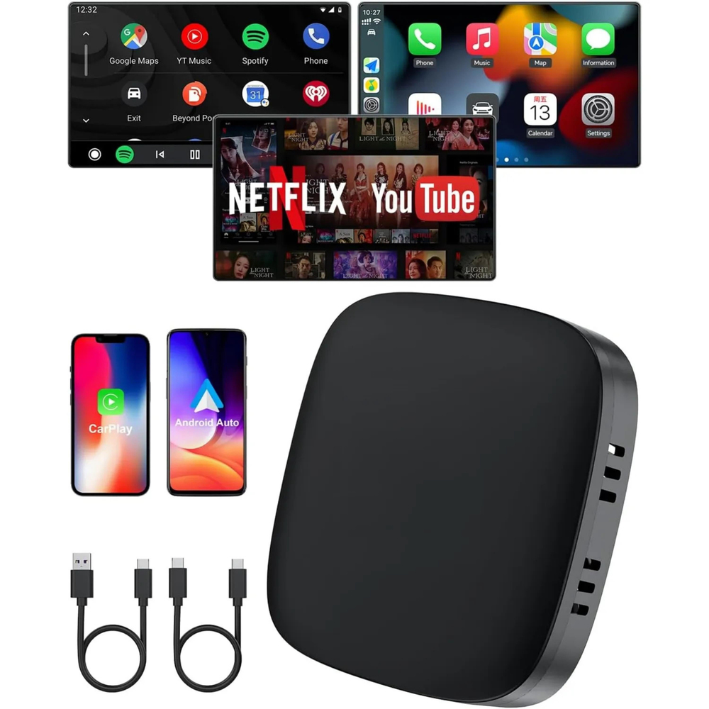Wireless Carplay Android Auto 4 Çekirdekli Full Hd 1080P Video Oynatmalı Araç İçi Kablosuz Android Box