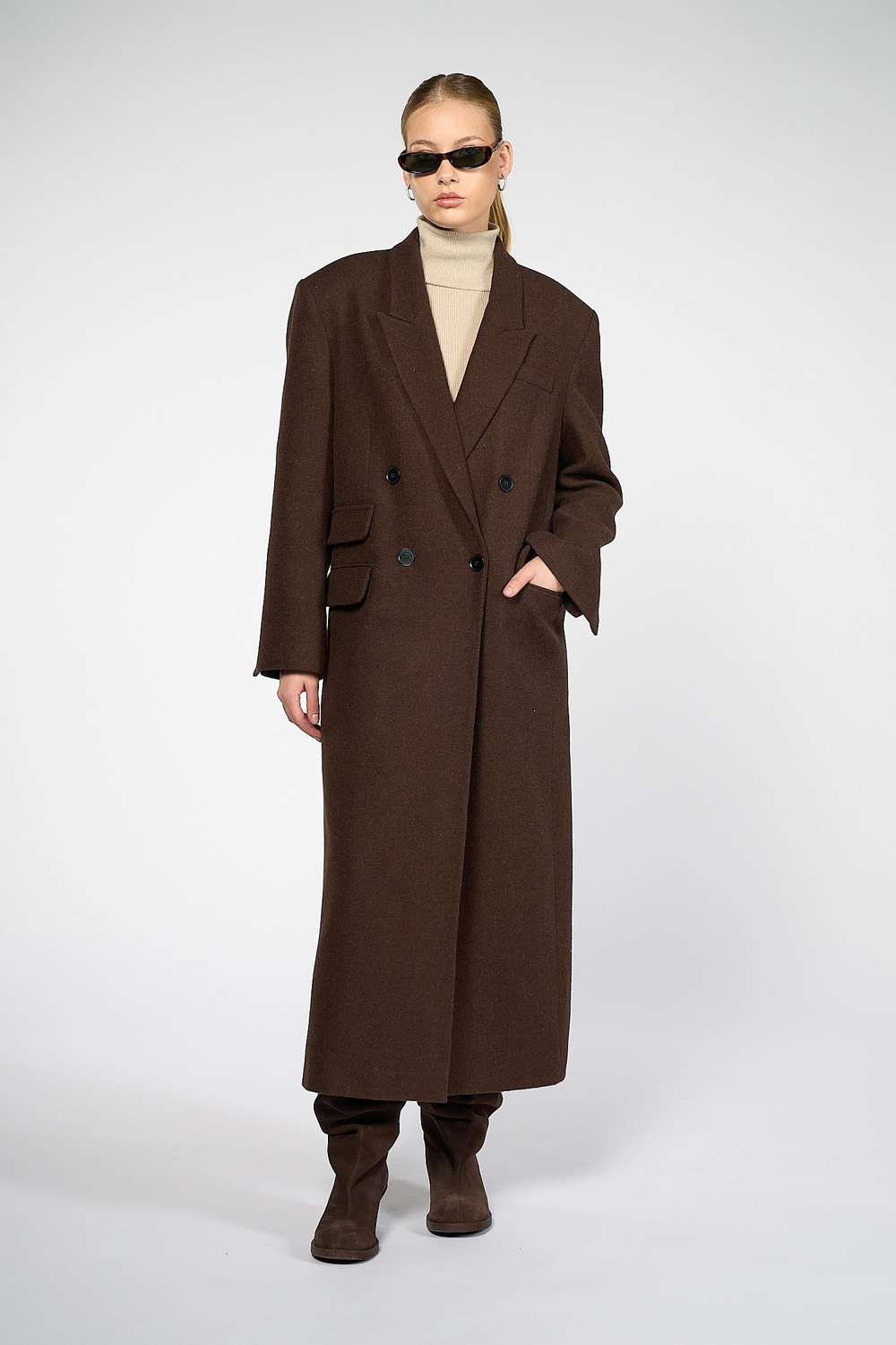 Kadın Kahverengi Oversize Kaban