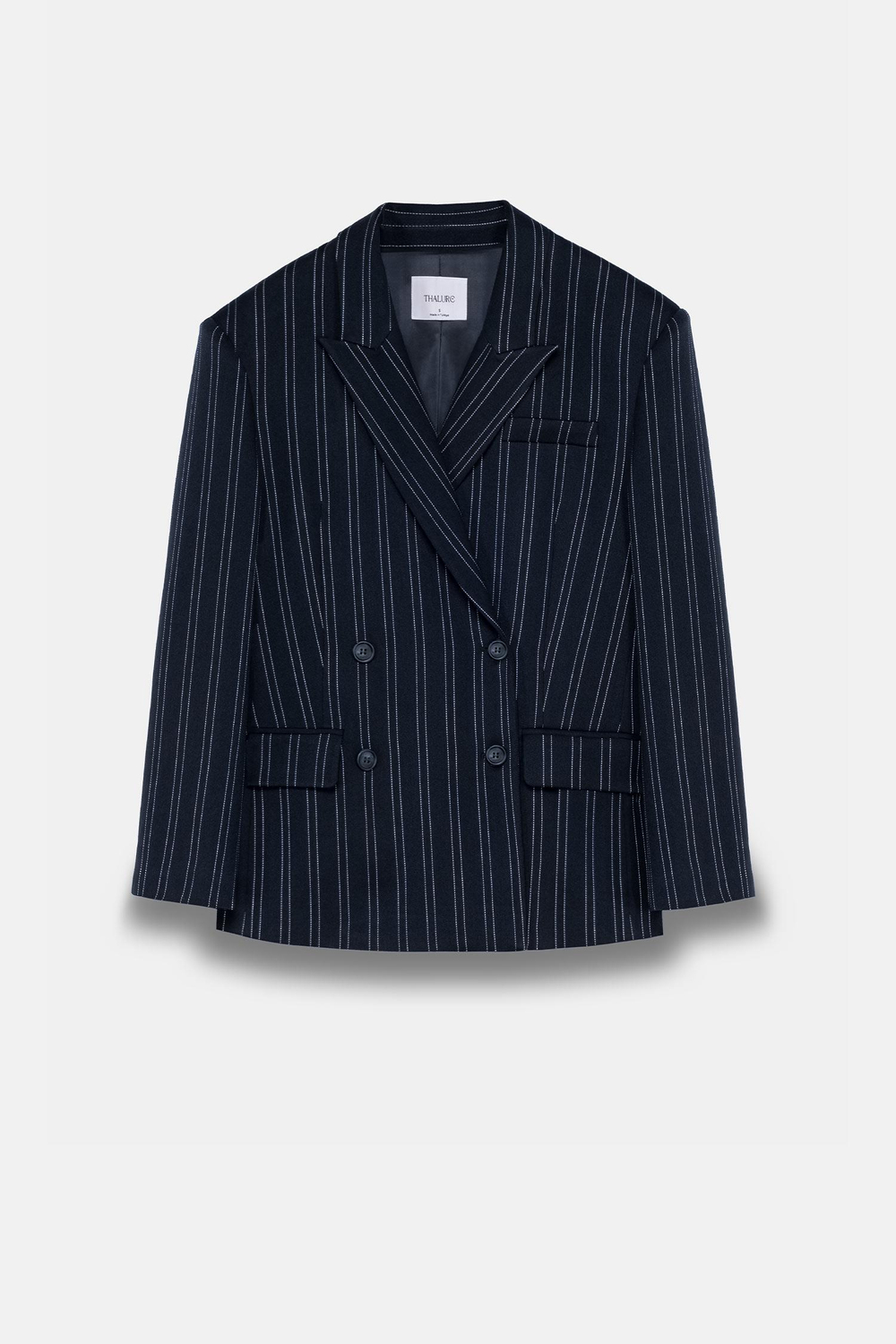 Kadın Lacivert Çizgili Oversize Blazer