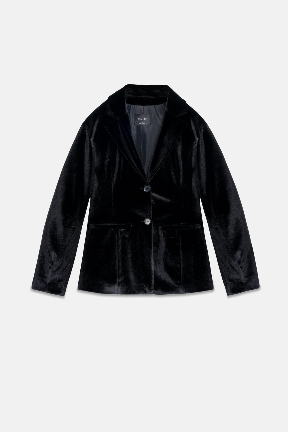 Kadın Siyah Balon Kol Kadife Blazer