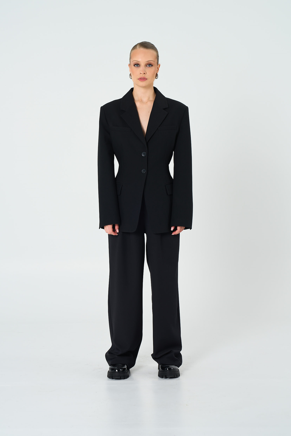Kadın Siyah Kum Saati Form Blazer