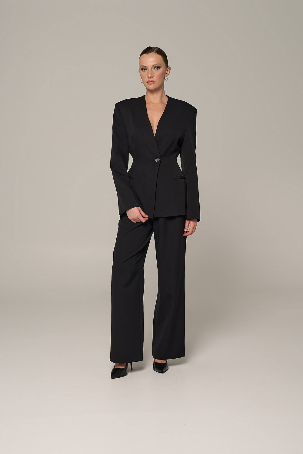 Kadın Siyah Yakasız Blazer