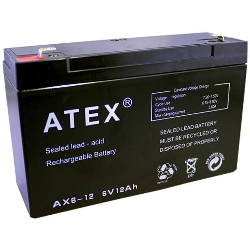 Atex AX-6V 12 AH 151x50x94mm Kuru Akü