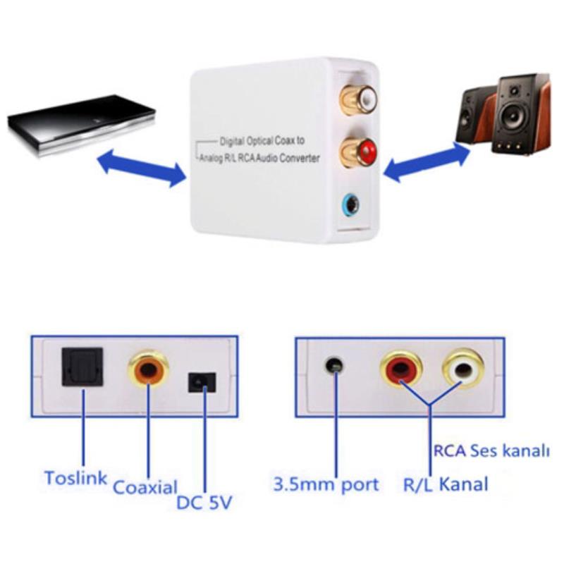 Sline Anolog to Digital Ses Çevirici - Rca to Coaxial RCA-OPTİK