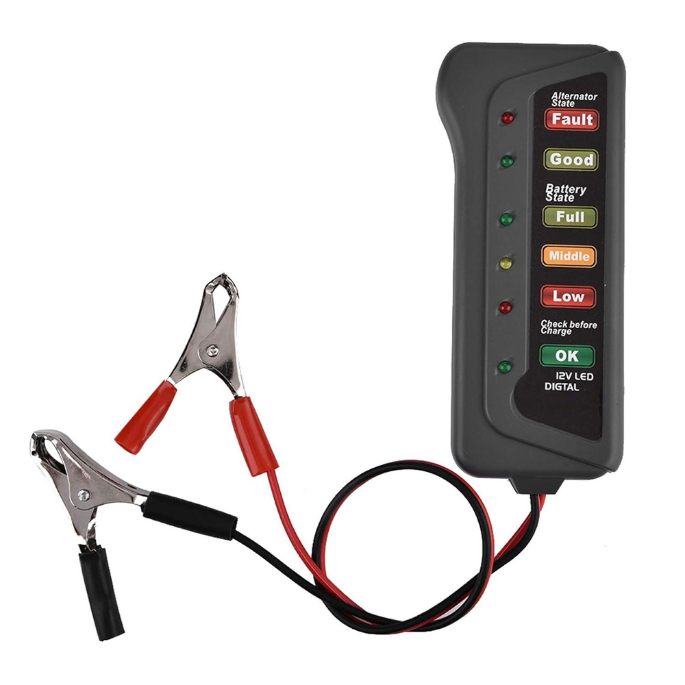 Dijital Akü Test Cihazı 12V LED Gösterge ile Akü Durumu Ölçer