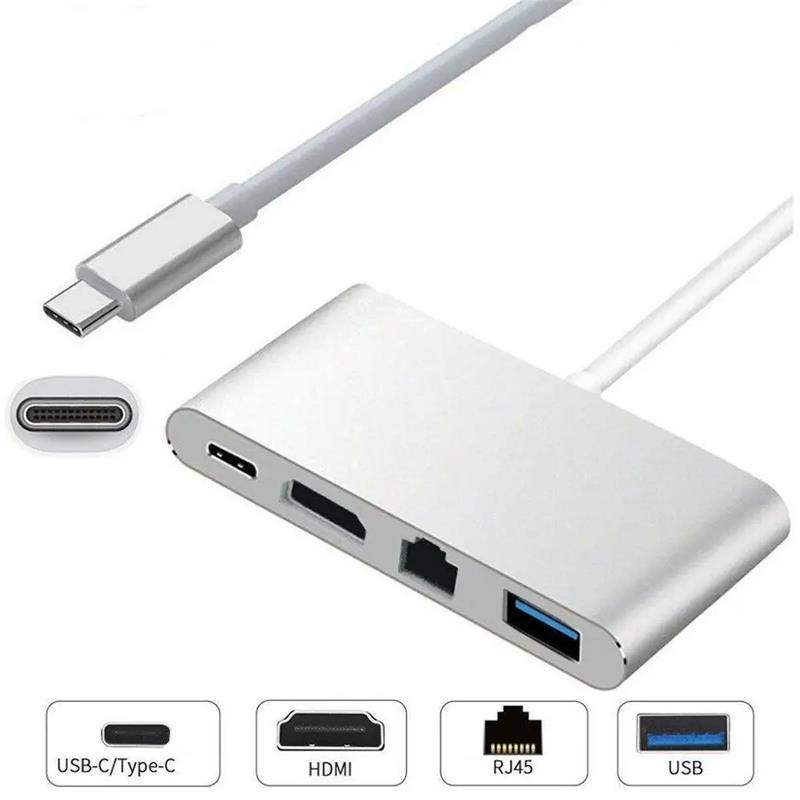 Sline Type C to HDMI RJ45 USB Çevirici 3in1
