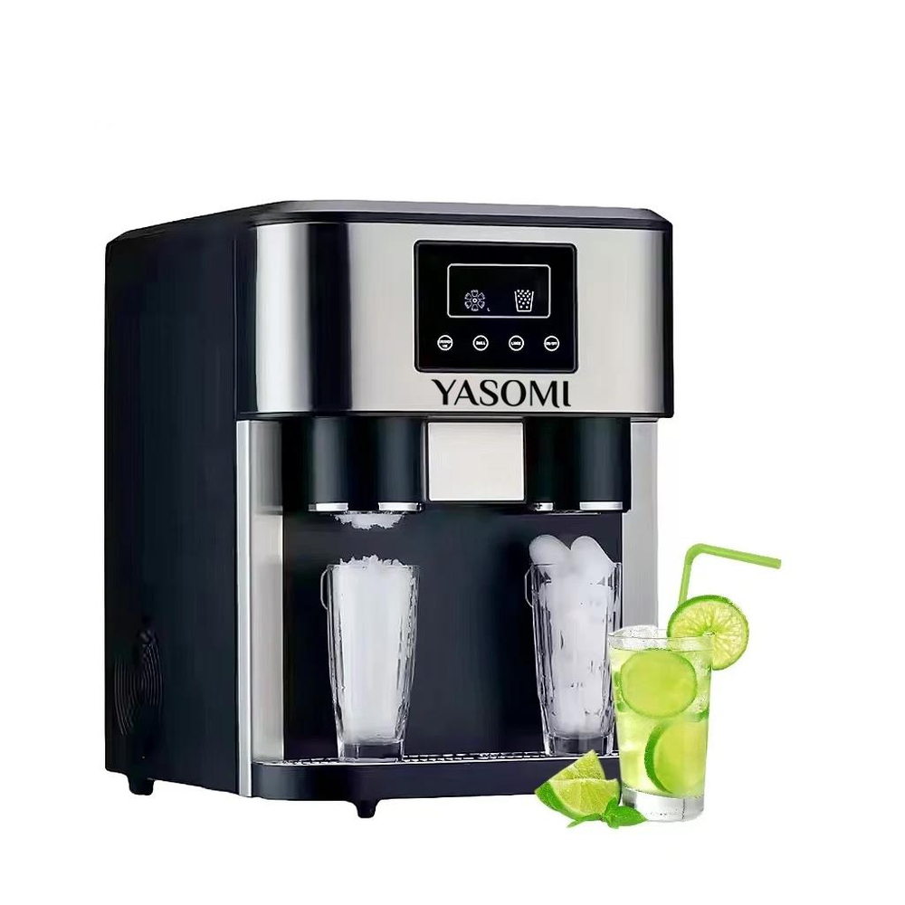 Yasomi Coolmaster ZBS15 3in1 Küp & Kırılmış Buz, Soğuk Su LCD Dokunmatik Inox Gövde 2l Tanklı Buz Makinesi