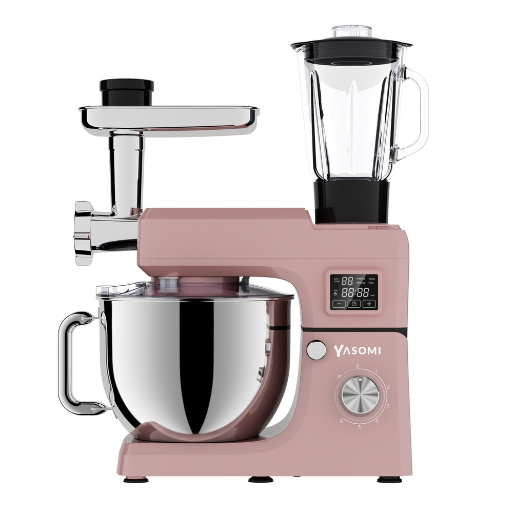 Yasomi Sm 1511bml Led Ekranlı Kıyma Çekme Aparatlı Blender Stand Mikser Mutfak Şefi (Pembe)