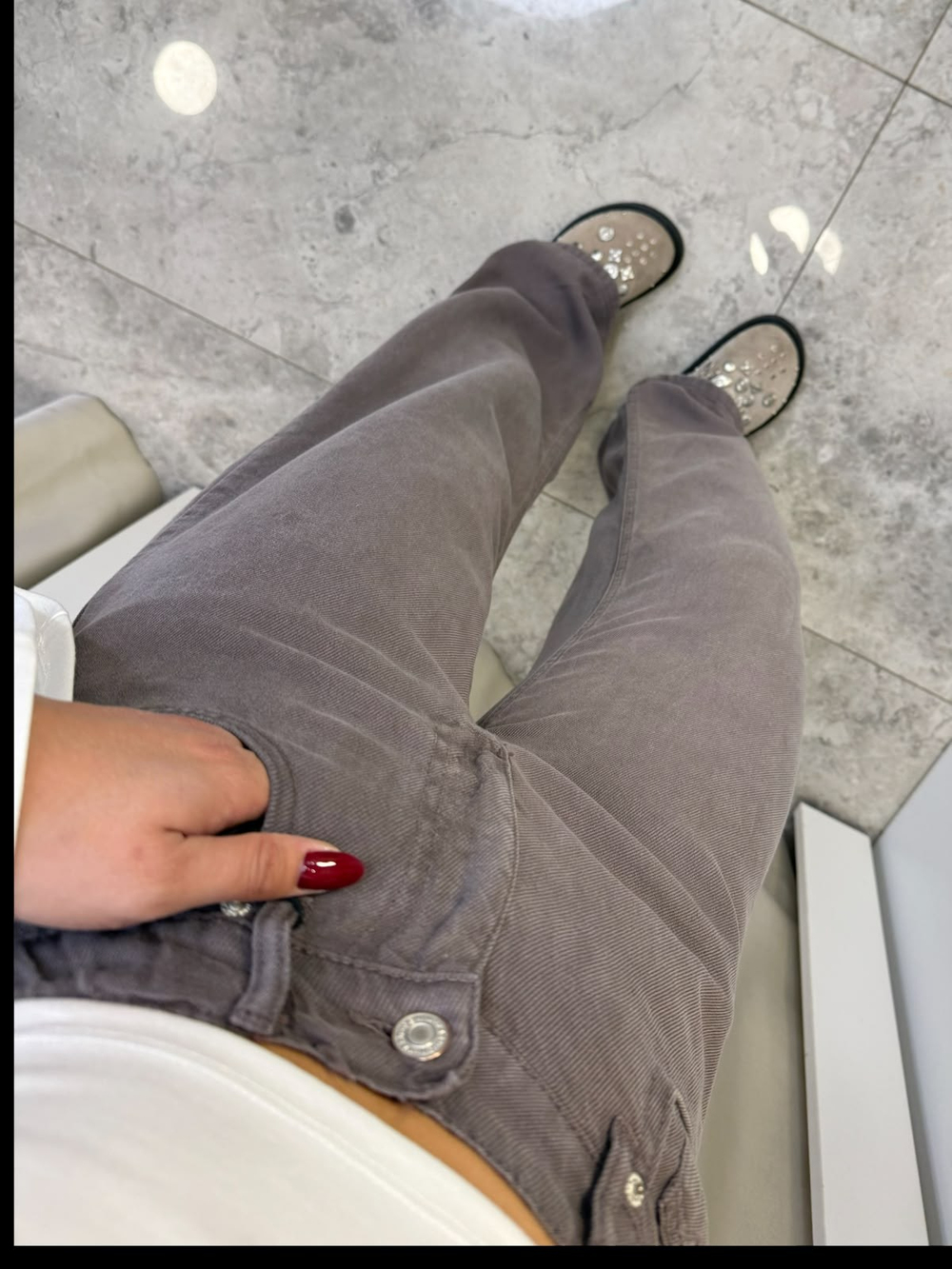 Adora Antrasit Beli Lastikli Tensel Jean