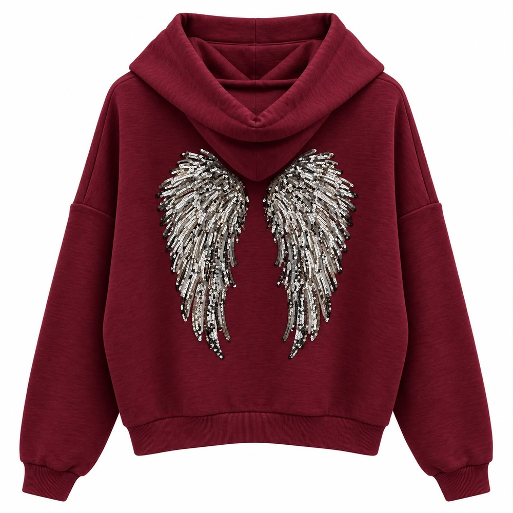Angel Bordo Arkası Pul Baskılı Sweat