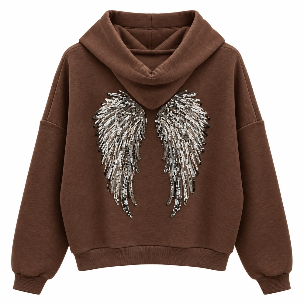 Angel Kahve Arkası Pul Baskılı Sweat